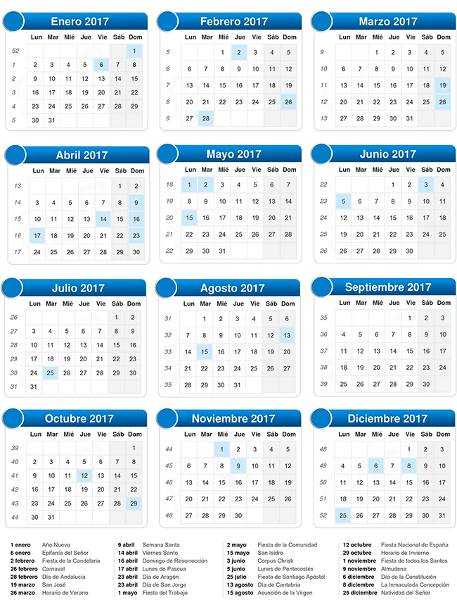 Calendario Laboral 2017 Calendario Laboral 2017